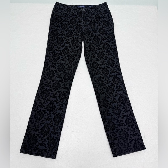Charter Club Denim - Charter Club Black Velvet low rise Damask Pants Pre-Owned Size 6